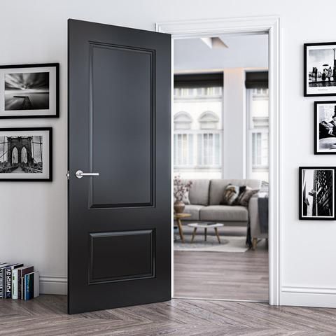 Foshan Cheap High Quality Black Solid Wood Interior Swing Door Pocket Door Barn Door