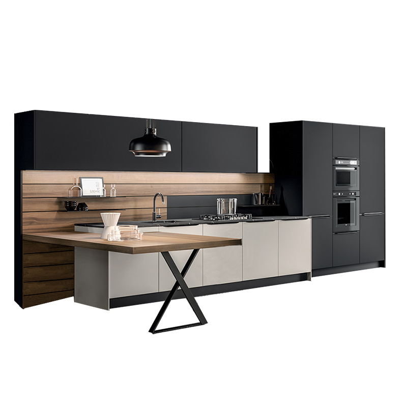 Cbmmart hot modern design cabinet kitchen  wood dark grey matte lacquer kitchen cabinet