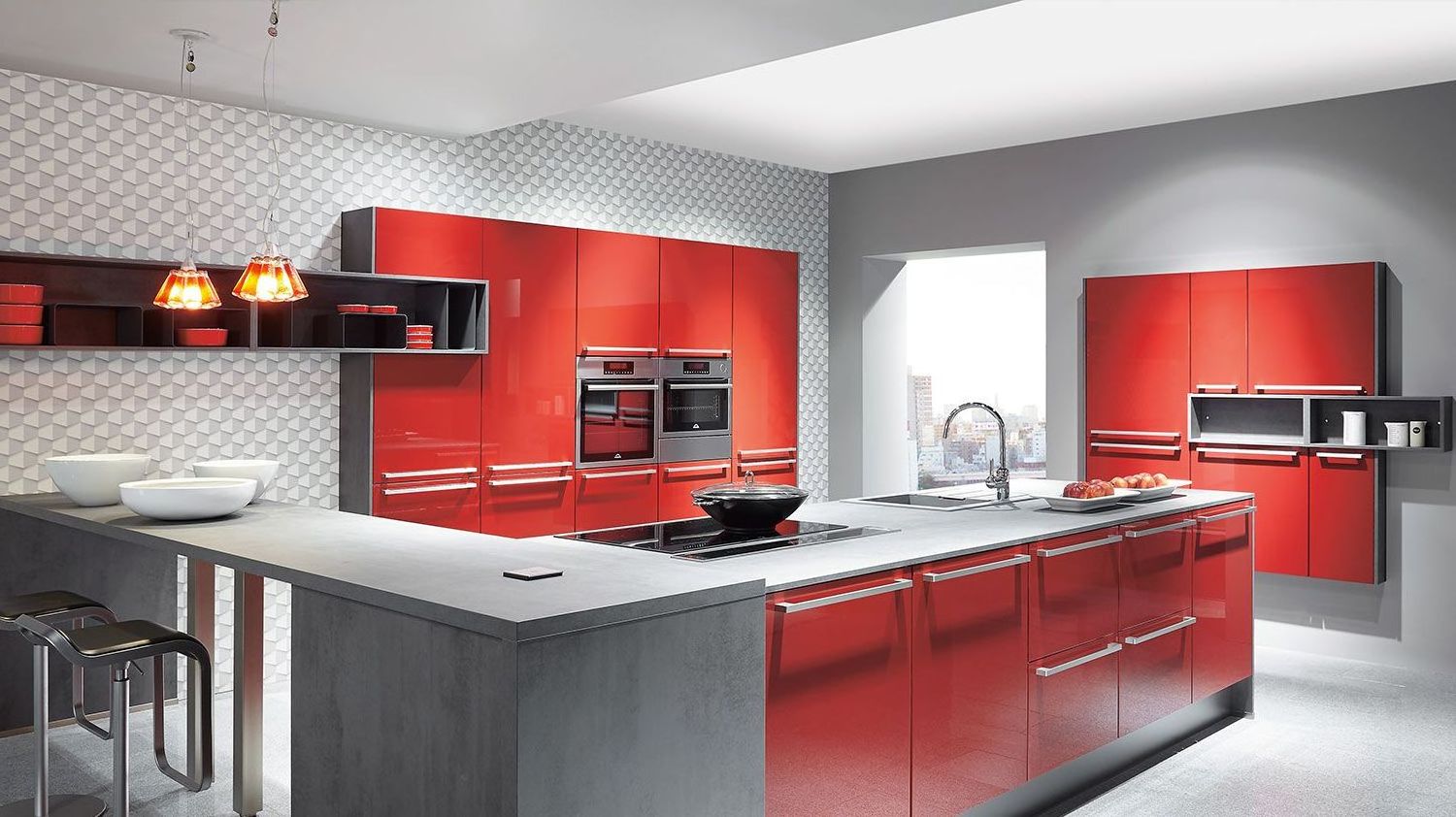 Red color high gloss kitchen cabinet doors/customized kitchen cabinet door designs