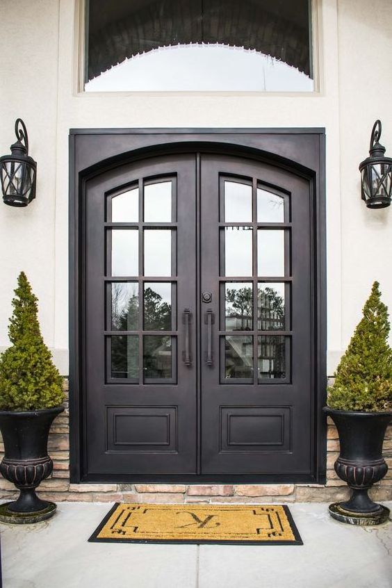 CBMMART Modern New Grill Latest Design Cast Iron Doors Double Front Entrance Wrought Iron Door