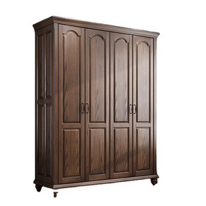 CBMmart Walnut Bedroom Furniture Factory Price Solid Wood Armoire Wardrobe for Bedroom