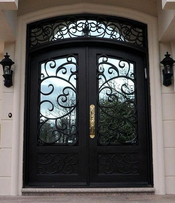 CBMMART Modern New Grill Latest Design Cast Iron Doors Double Front Entrance Wrought Iron Door