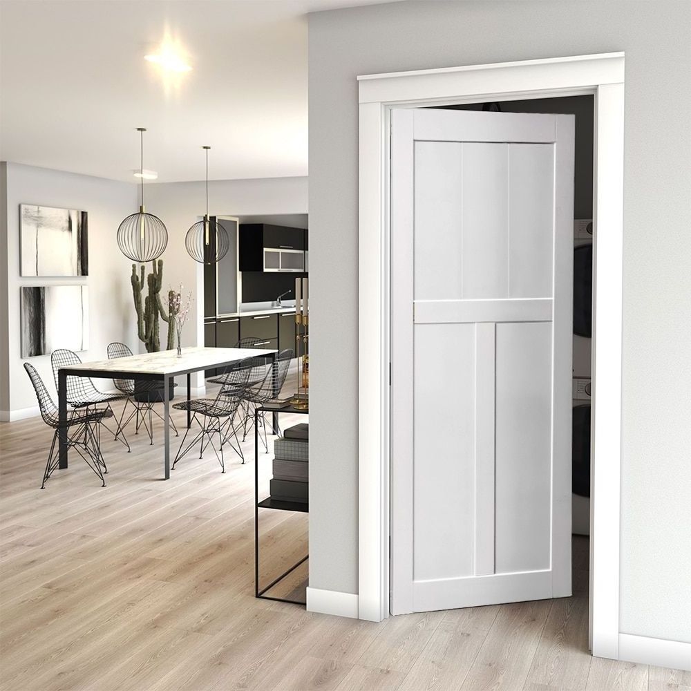 CBMmart Original Double Flush Wood Design Wooden Frame Primed Lacquer Wood Solid HDF Solid Board Door Design