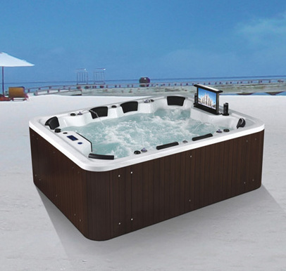 CBMmart Custom Modern Square hot tub White Acrylic Freestanding Massage Whirlpool walk in tub shower combo bathtub