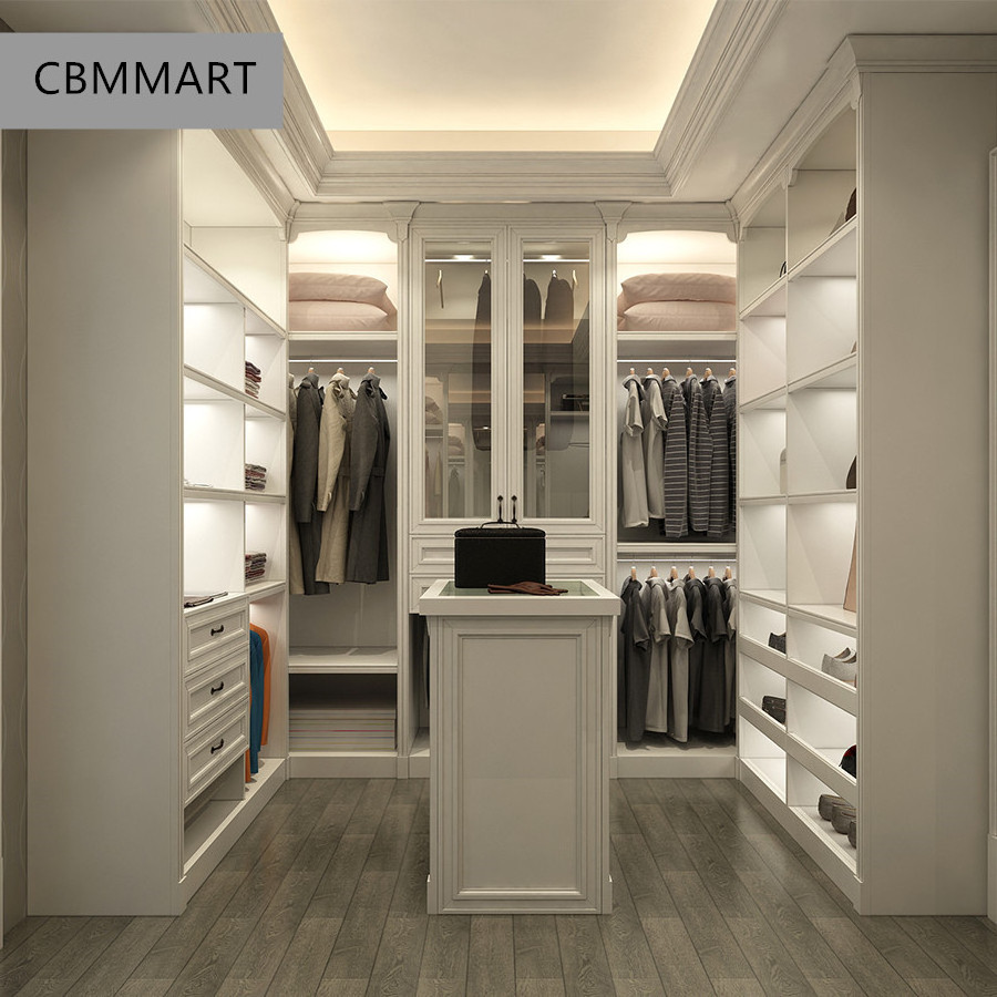 Bedroom custom L shape walk-in wardrobe cabinet closet