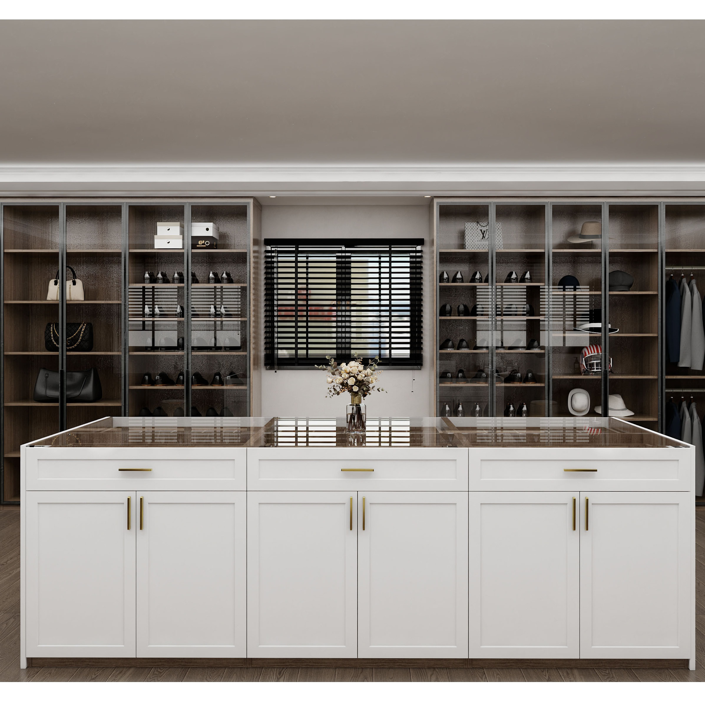 Interior Design Wardrobe Cabinet Apartments Bedroom Walk-in Closet Cabinet Clothes Wardrobe With Island