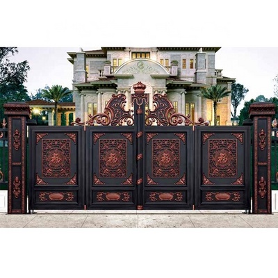 European Modern Wrought Iron Main Gate Villas Double Gates Custom Auto Electric Steel Gate Design Iron Villa Security Gate