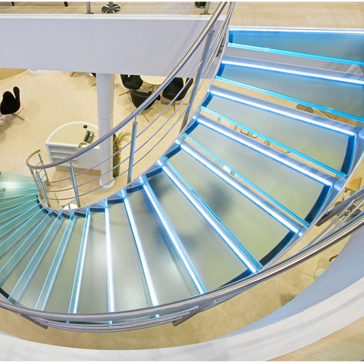 2022 Curved/Arc spiral straight Staircase Luxury Modern Glass stairs 316 304 stainless steel outdoor Stairs