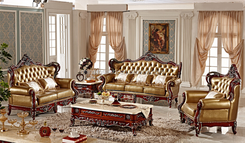 French wooden carved sofa set classic luxury living room furniture