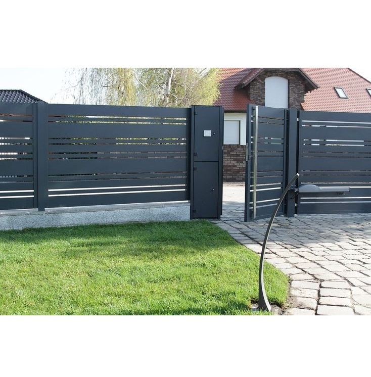 Modern design aluminum metal black powder coated horizontal fence privacy slat fence panels outdoor garden fence