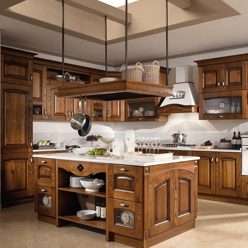 Classic style wooden kitchen room/living room/ living cabinets  bedroom sets cherry wood kitchen cabinets