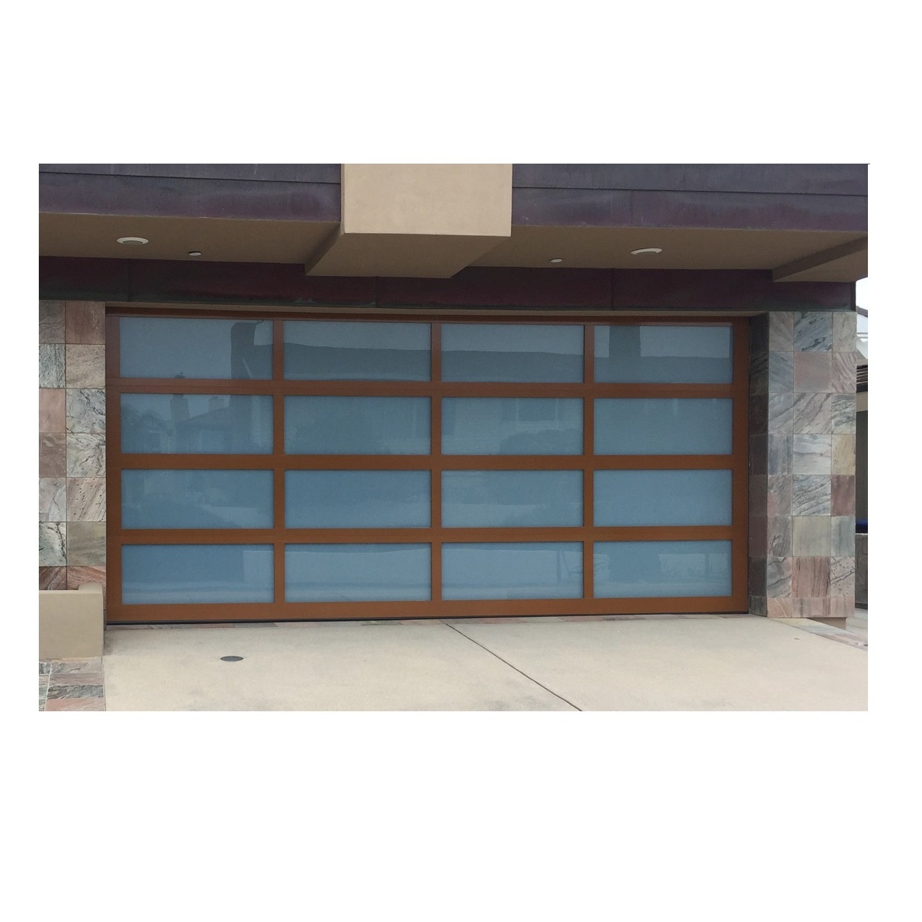 CBMmart modern security sectional garage door automatic control aluminum alloy frosted glass garage door