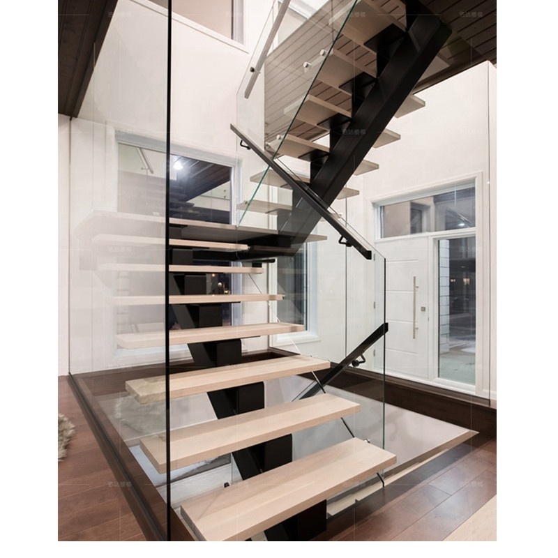 Prefabricated Stairs Outdoor Steps s.s304 Handrails Glass Railing Straight Staircase Design