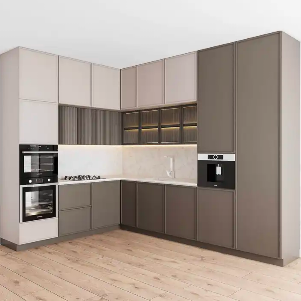 Italian Designs Curved Shape Modular island modern Kitchen Cabinet