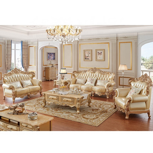 New Design Antique Sofa European Style Classic Genuine Leather  Sofa Sets