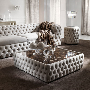 CBMMART Luxury Button Upholstered Tufted Nubuck Leather Sofas For Sell