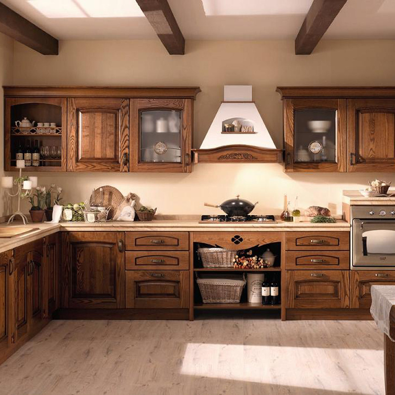 Classic style wooden kitchen room/living room/ living cabinets  bedroom sets cherry wood kitchen cabinets