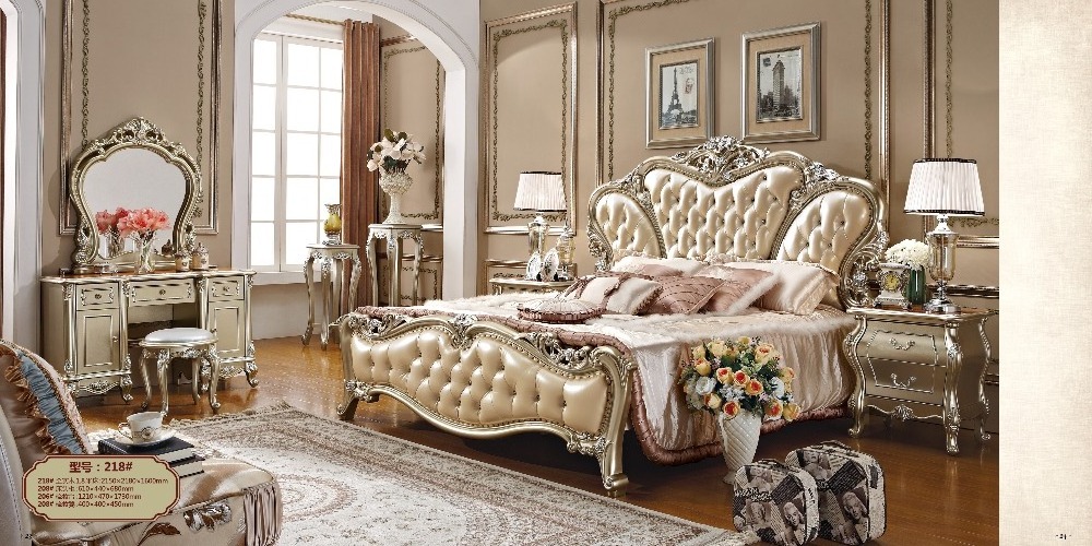 European luxury royal king size newest model solid wood bed