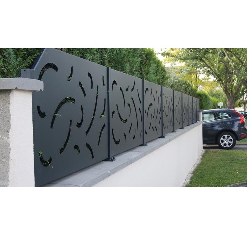 Modern design aluminum metal black powder coated horizontal fence privacy slat fence panels outdoor garden fence