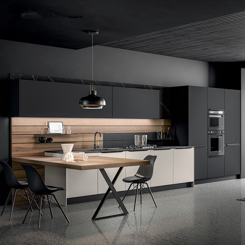 Cbmmart hot modern design cabinet kitchen  wood dark grey matte lacquer kitchen cabinet