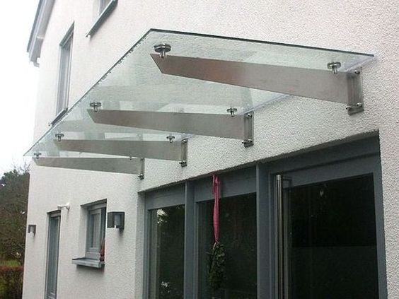 CBMMART Modern Style Front Door Glass Canopy With Stainless Steel Bracket High Quality Outdoor Awning Canopy Tent