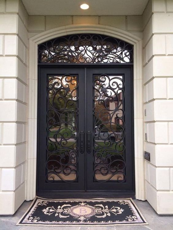 CBMMART Modern New Grill Latest Design Cast Iron Doors Double Front Entrance Wrought Iron Door