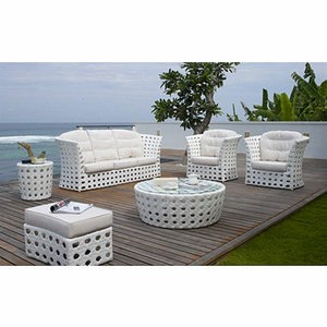 Leisure ways bistro french style waterproof white resort garden sofa outdoor furniture