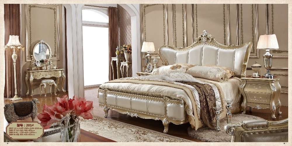 European luxury royal king size newest model solid wood bed