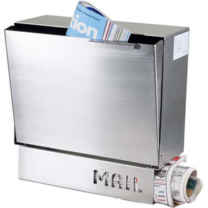 Stainless Steel Wall Mount Mailbox with Newspaper Holder; Room-saving Drop Box with 2 Storage Spaces