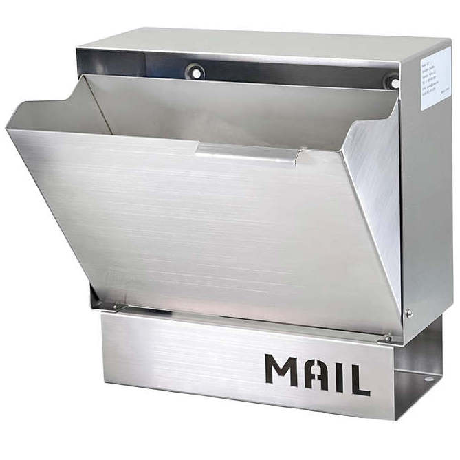 Stainless Steel Wall Mount Mailbox with Newspaper Holder; Room-saving Drop Box with 2 Storage Spaces