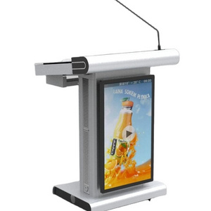 Smart Classroom Digital Podium with 32" Front Screen,  Modern Presentation Rostrum Electronic Lectern