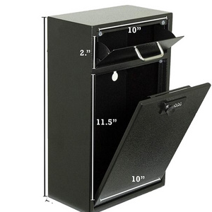 Heavy-duty Galvanized Steel Made Anti-theft Mailbox; Wall Mounted Drop Box ; with Safety Lock Steel Post Box