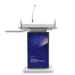 Dual motors height-adjustable Aluminum Lectern/Conference speech platform Interactive LCD Computer Table electric lifting Podium