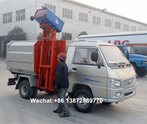 RHD LHD forland 1.5 ton mini side trash can self-loading garbage collection vehicle truck