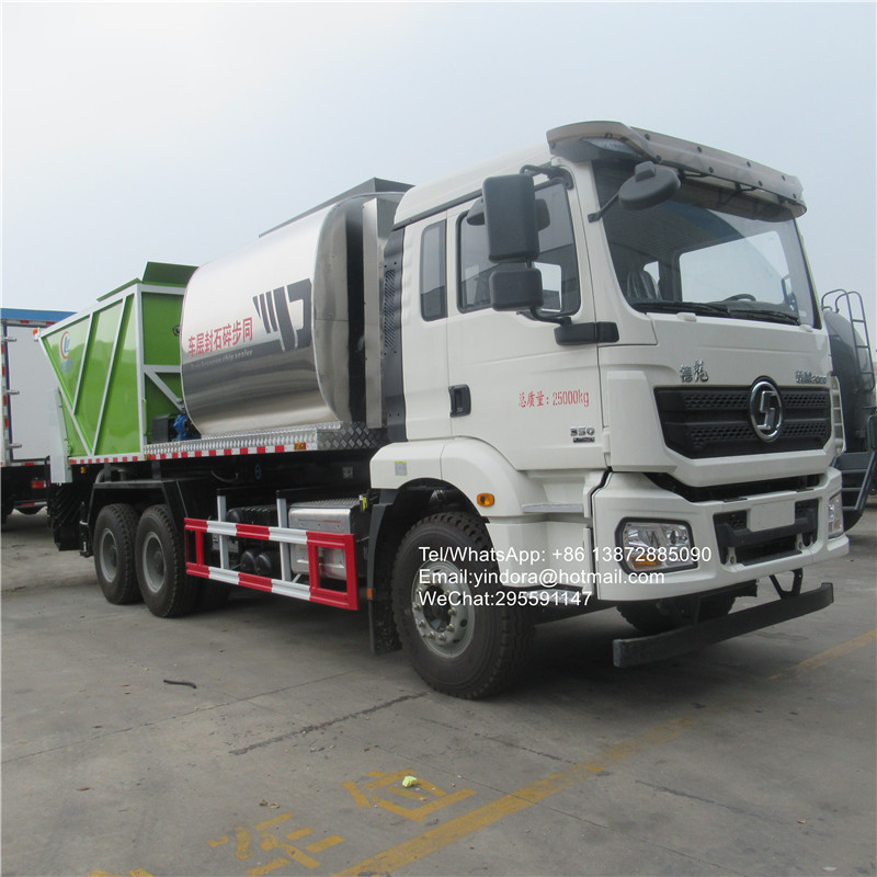 New 20 ton shcman 6*4  bitumen sprayer manufacturer  synchronous  road stone chippings chip spreader machine truck