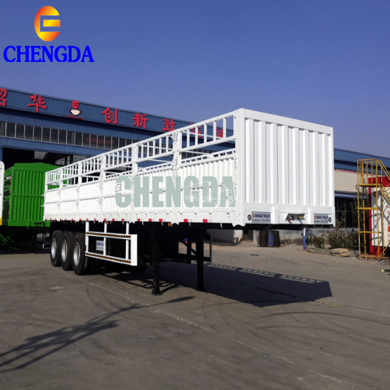 Hot Sale Cheap 40ton-80ton 3 Axles Cargo Livestock Sugar Cane Stake Fence Cargo Semi Truck Trailer For Sale