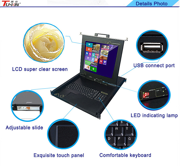 8/16 Port Rackmount lcd kvm switch with 17'