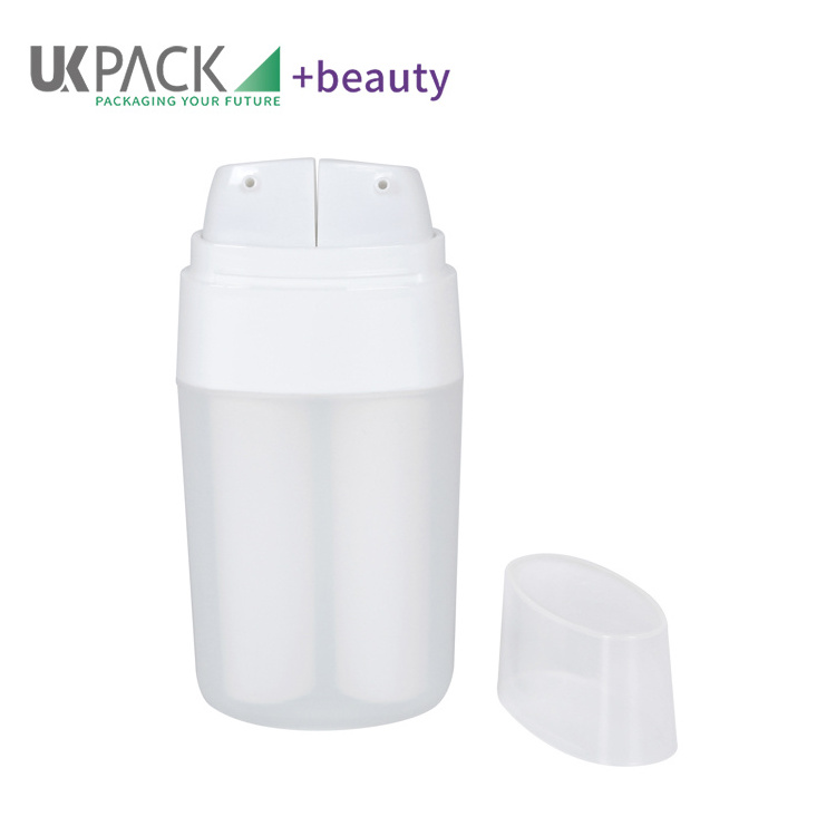 15ml 30ml PP Plastic Customized Colors dual chamber bottle cosmetic round bottom cosmetic bottle