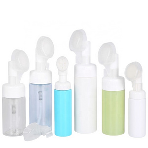 Empty PET Plastic Soap Foamer Cleansing Dispenser Foam Pump Bottle With Special Facial Cleansing Brush Design