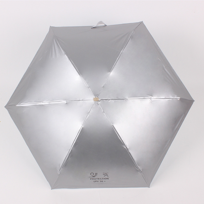 uv protect high quality ladies 6 fold smallest pocket mini umbrella gold and sliver coating