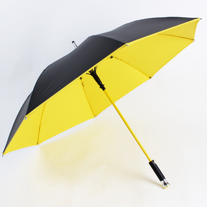 golf straight umbrella with crystal Diamond handle colorful fiber frame umbrella rain and sun