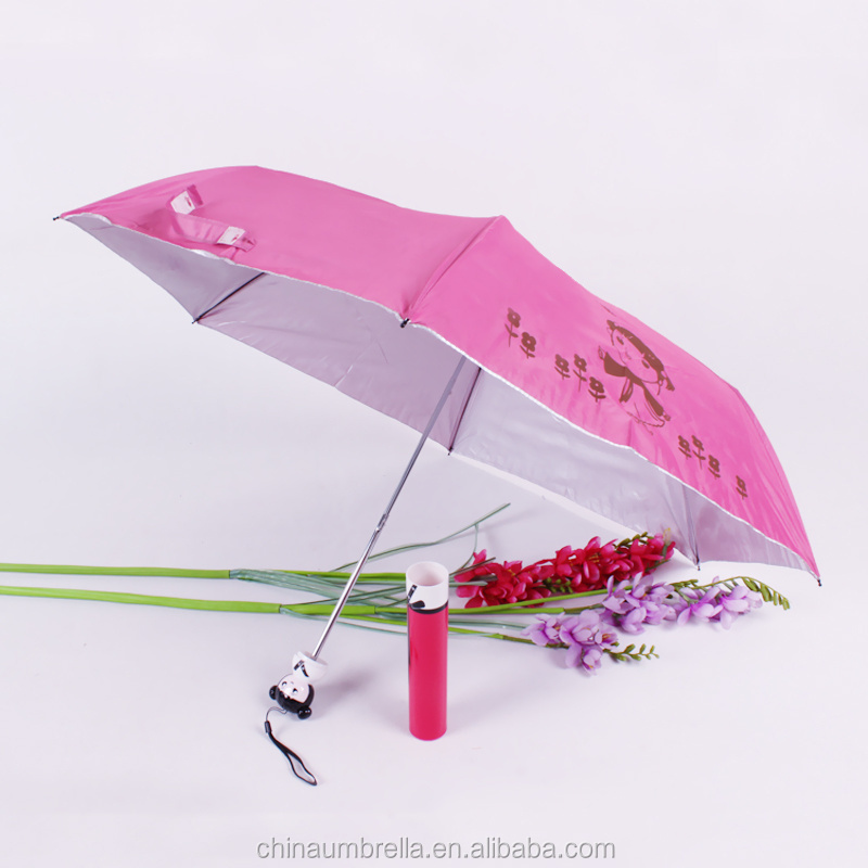 cartoon design bottle umbrella inside with 3 fold super thin pencil umbrella cartoon design