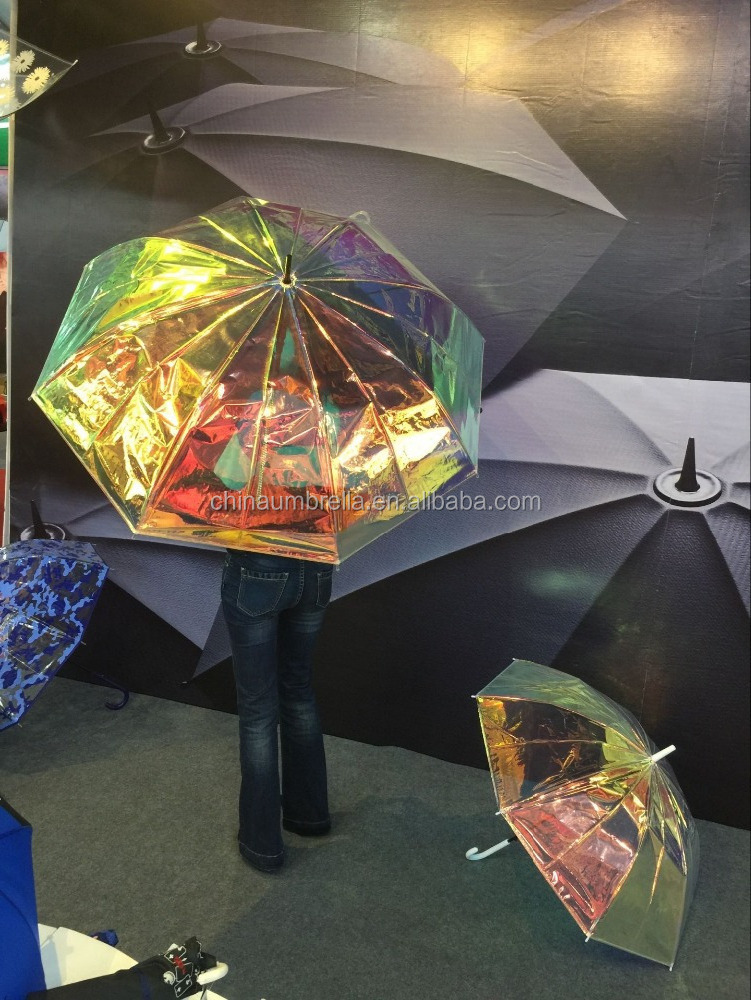 rainbow Dichroic Film iridescent film umbrella made of hologram material.