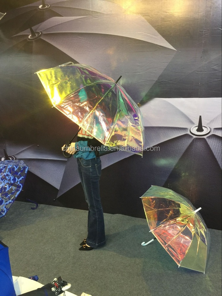 rainbow Dichroic Film iridescent film umbrella made of hologram material.