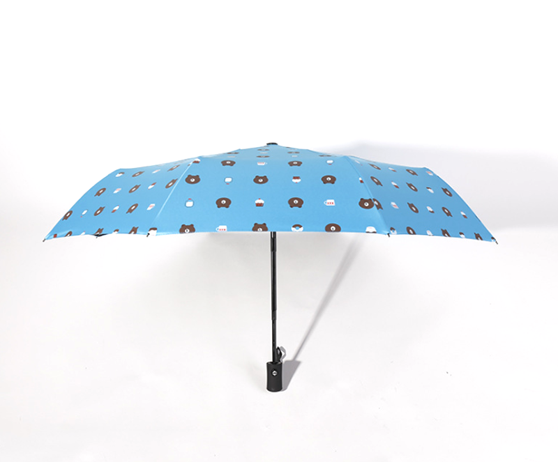 uv sun/rain summer young lady 3 fold umbrella animal bear umbrella with black coated