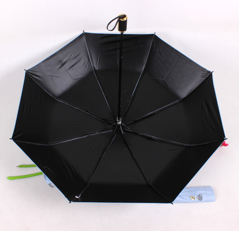 uv sun/rain summer young lady 3 fold umbrella animal cute dog umbrella with black coated