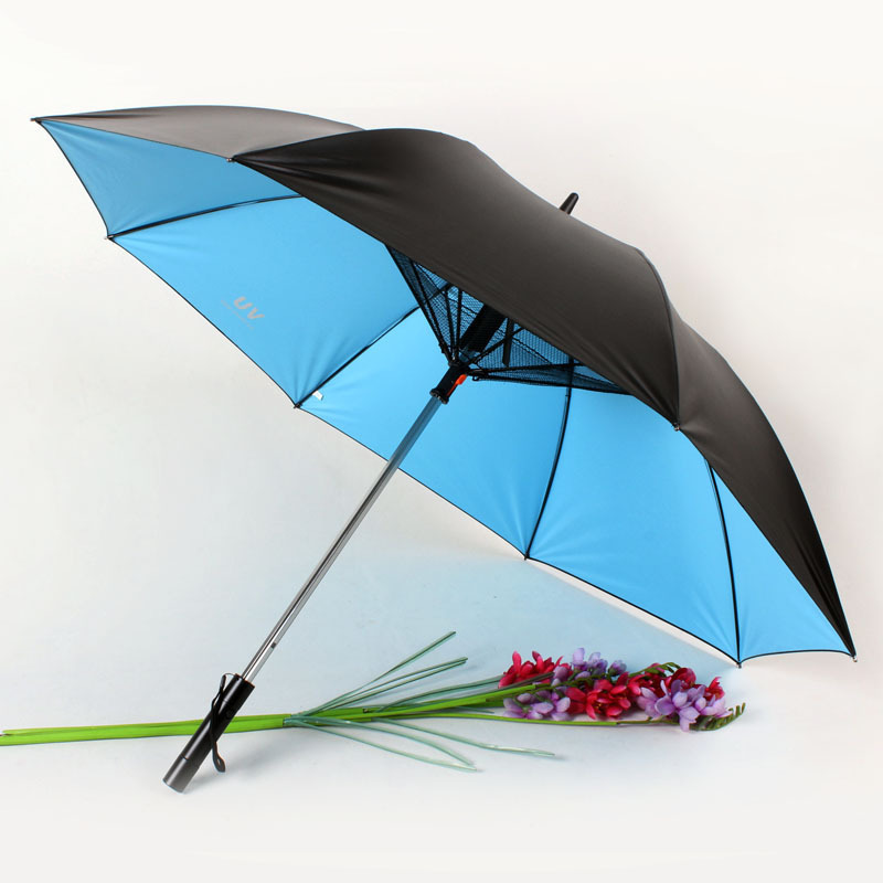 unique products UV protective colorful air conditioning fan umbrella with USB charge for summer