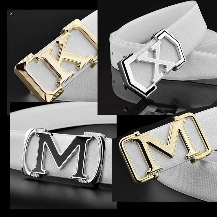 Design Your Own Strap Hardware Private Silver Plating Custom Hollow Letter Logo Metal Brand Name Plate Belt Buckles