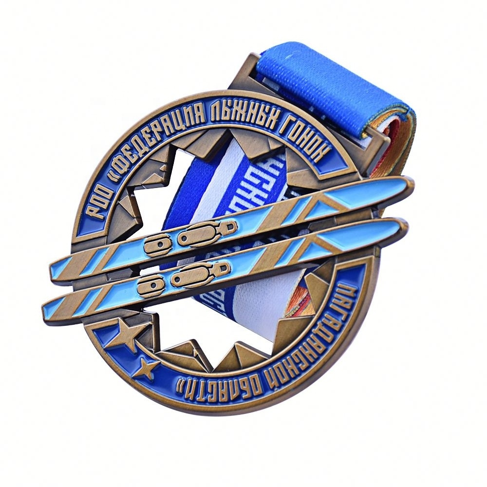 Manufacture supplier design metal 3d logo wordrun bicycle race sports gold award medal factory custom medal with ribbon