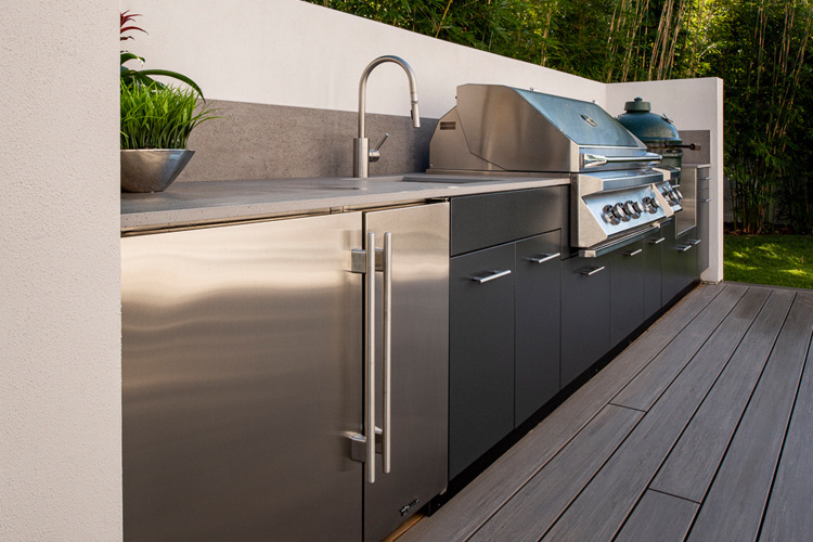 modular cabinet painted by micro-electrostatic spray to kitchens and kitchen furniture for outdoor BBQ usage